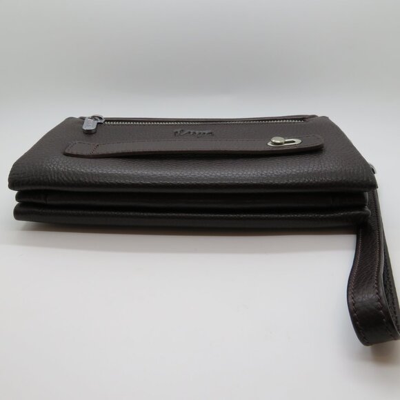 Women Handheld Wristlet Clutch Brown Leather Karya Small Strap Wallet Handbag - Picture 9 of 16